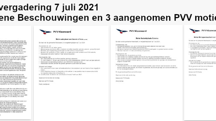 Raadsvergadering 7 juli 2021: Algemene Beschouwingen en 3 aangenomen PVV moties